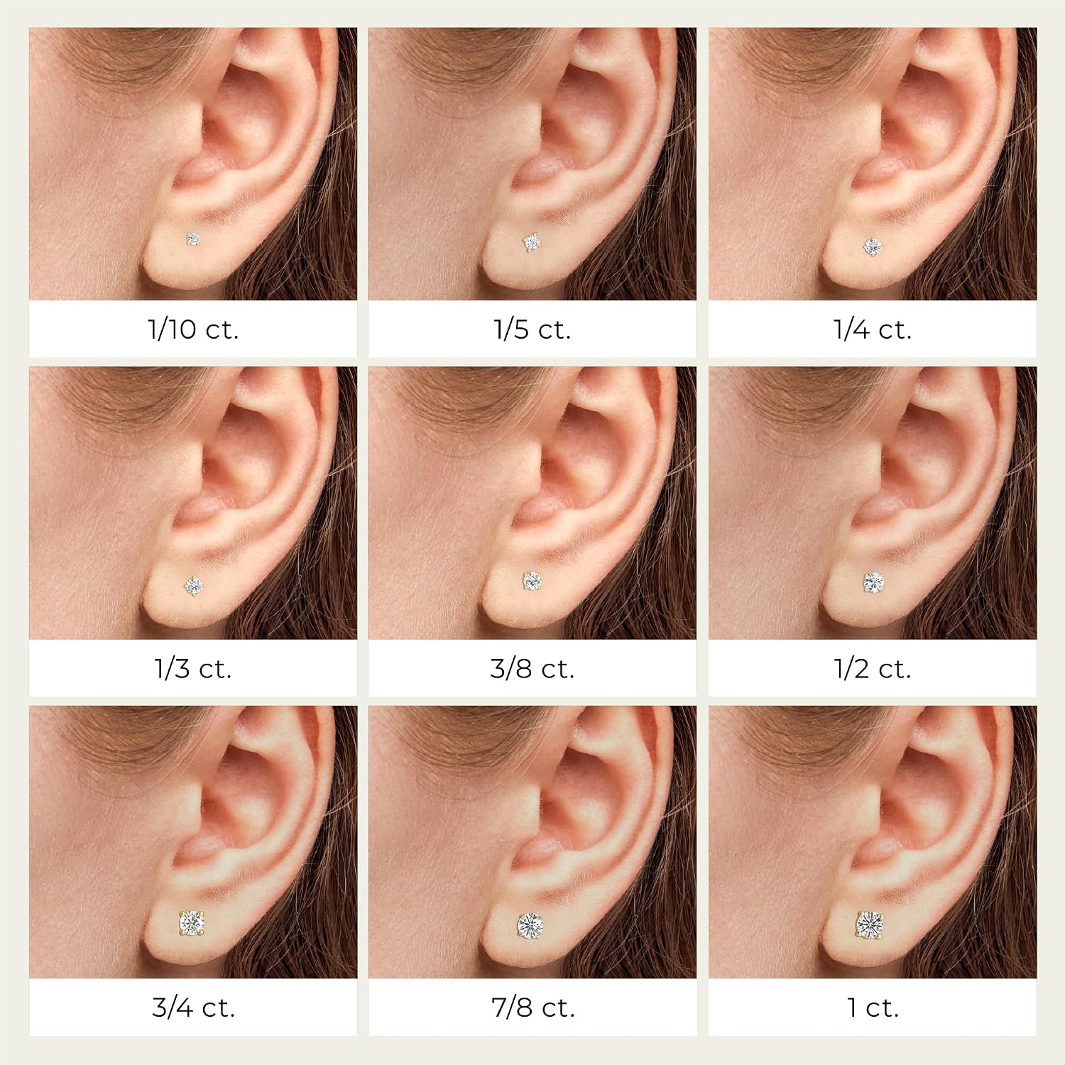 Gilded Lab-Grown Diamond Stud Earrings | 925 Sterling Silver Studs and 14KT Gold 925 Plated Silver | Hypoallergenic Fine Jewelry | 4-Prong Basket, Push Back Nut | Round Cut, SI1 Clarity, F Color | 1/10,1/5,1/4,1/3,3/8,1/2,3/4,7/8,1,1 1/2 ct tw