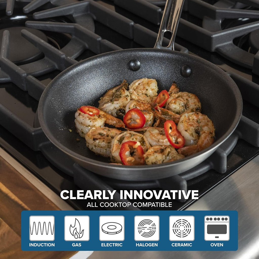 Viking 5-Ply Non Stick Frying Pan, 8 Inch Stainless Steel Nonstick Fry Pan, 5 Liters, Satin FInish