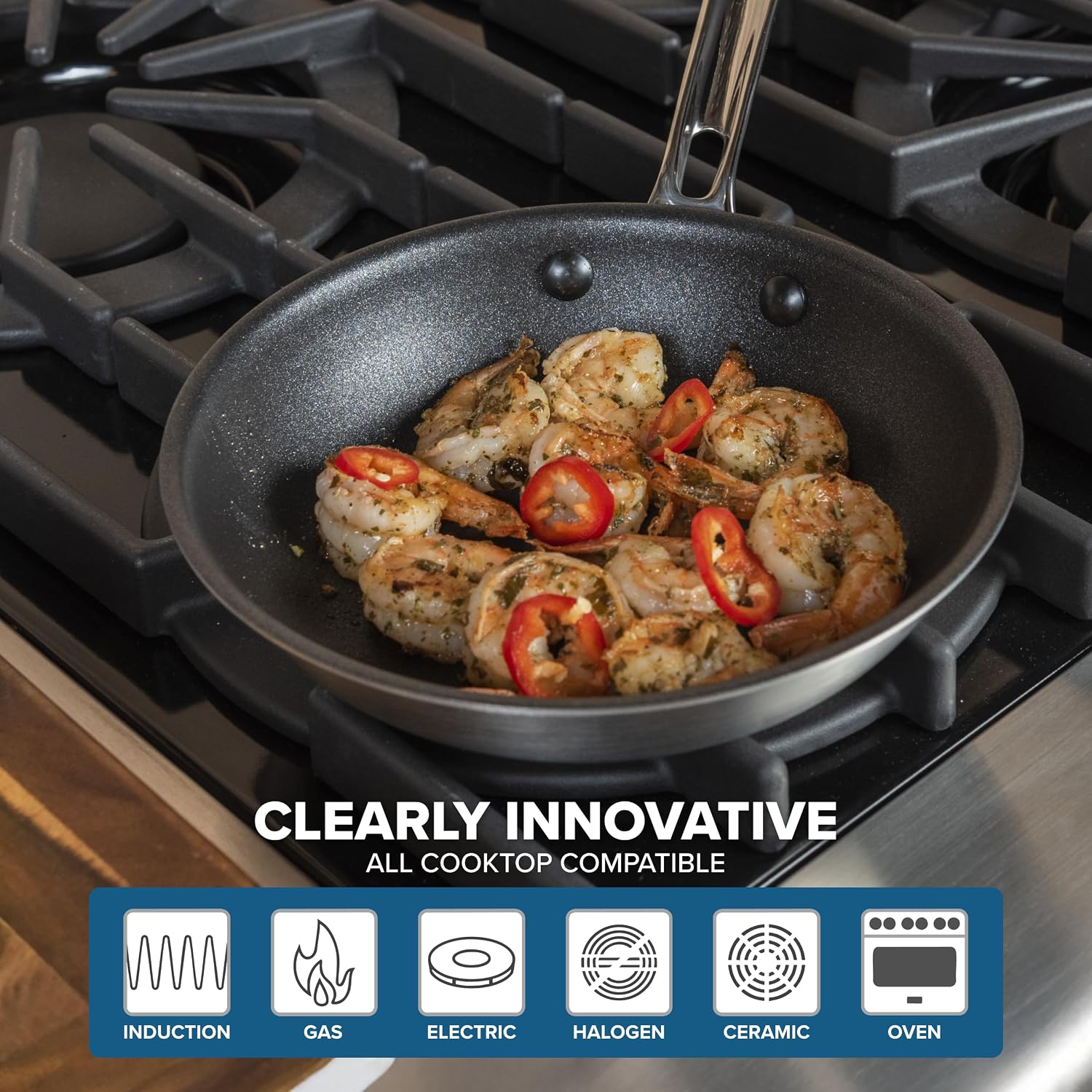 Viking 5-Ply Non Stick Frying Pan, 8 Inch Stainless Steel Nonstick Fry Pan, 5 Liters, Satin FInish