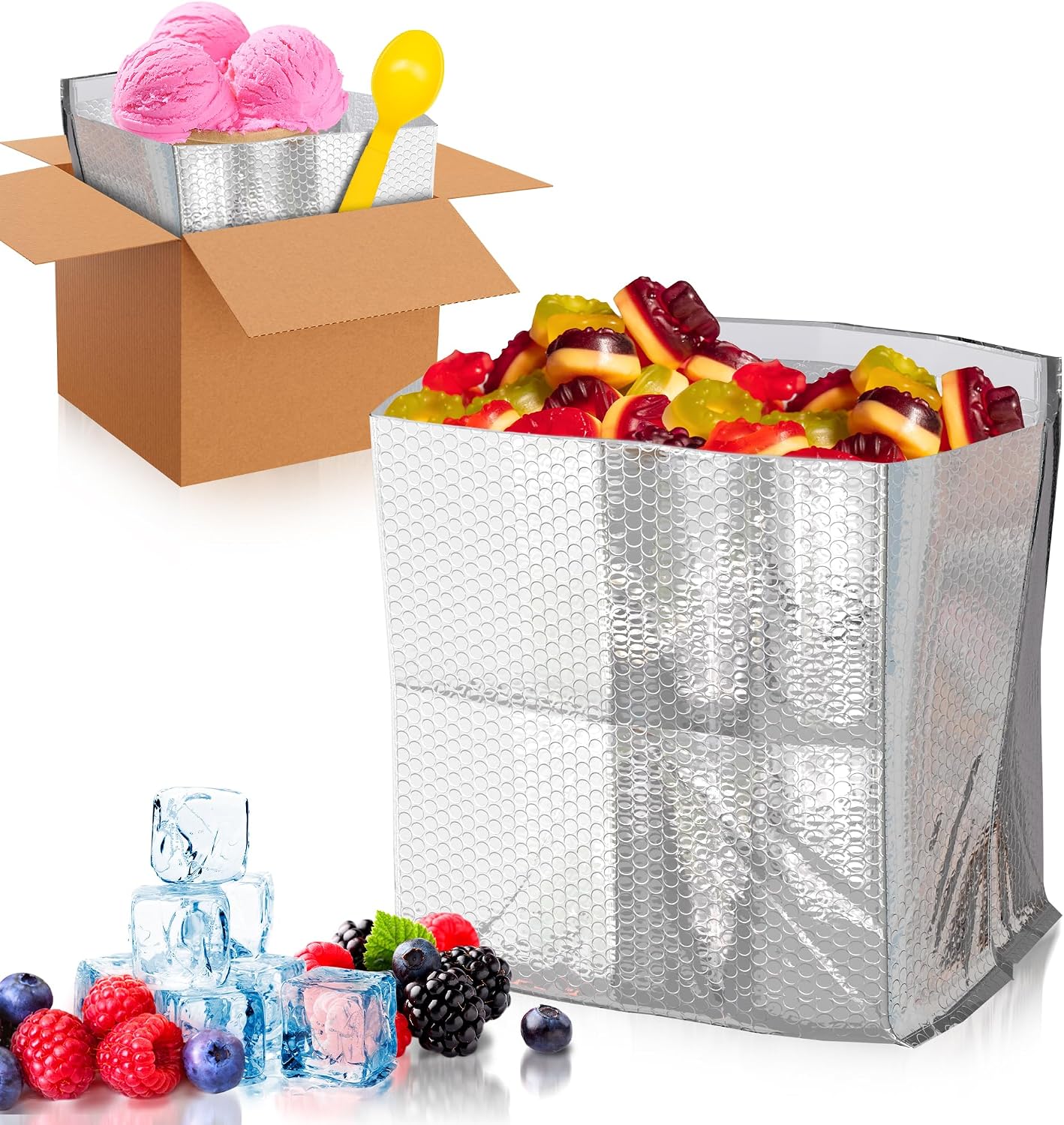 ABC PACK & SUPPLY Insulated Box Liners, 6 x 6 x 6 Inch Thermal Shipping Bags, Self Seal Foil Bubble Pouches for Hot and Cold Food Delivery, Leak Resistant, Pack of 100