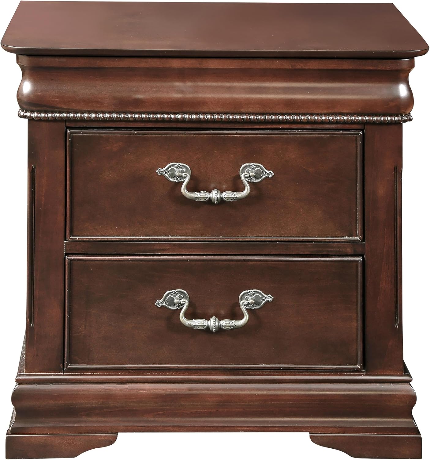 Furniture of America FOA Ruben 2pc Cherry Solid Wood Panel Bedroom Set - King + Nightstand