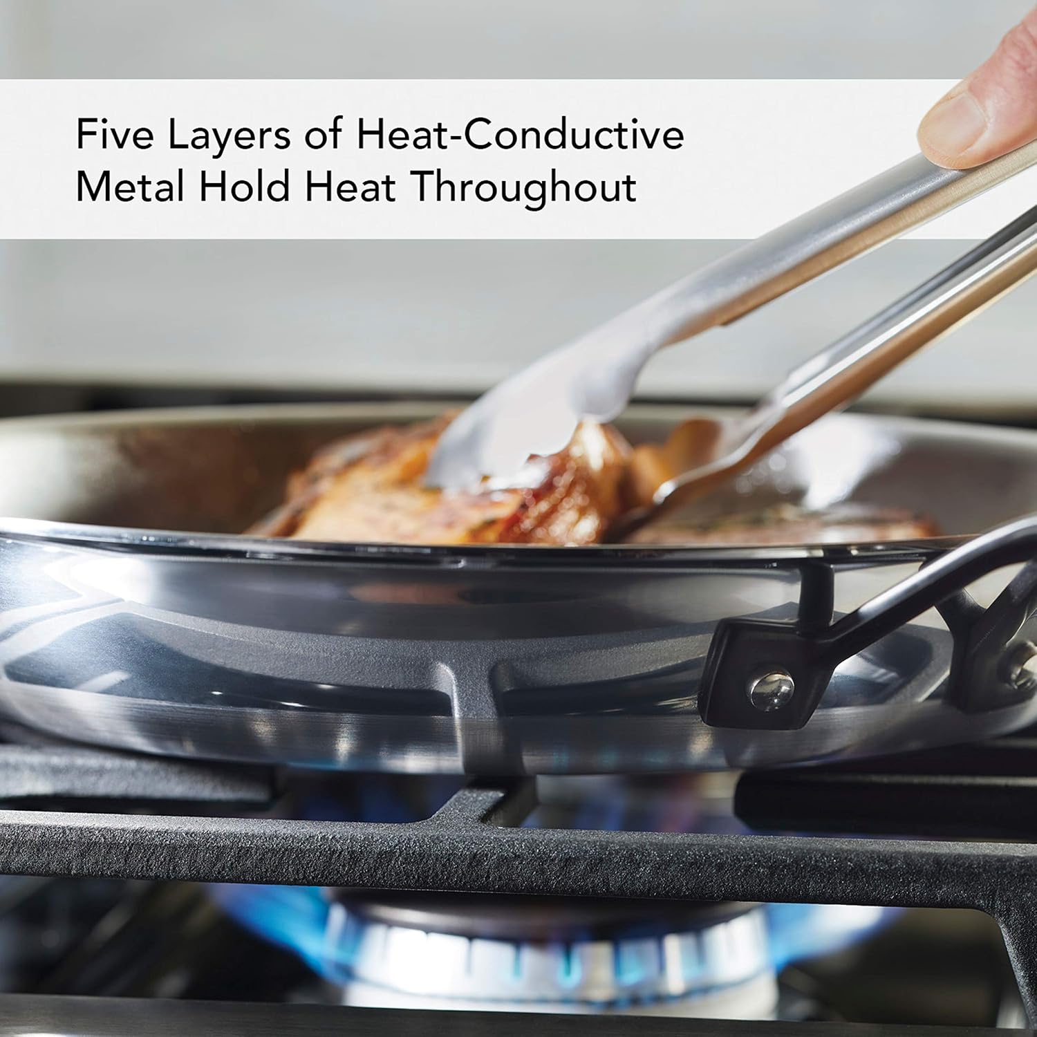 KitchenAid 5-Ply Clad Polished Stainless Steel Fry Pan/Skillet, 12.25 Inch