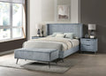 Roundhill Furniture Mavela Wide Wale Corduroy Upholstery Panel Queen Bed with 2 Nightstands and Bench, Blue