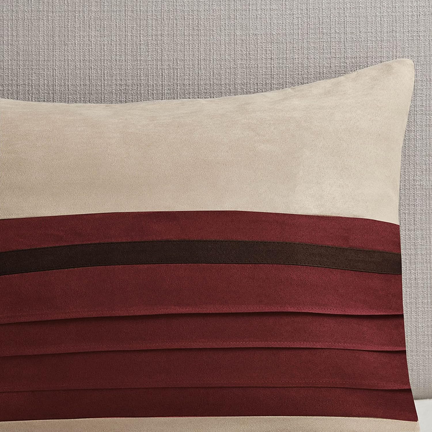 Madison Park Cozy Comforter Set-Luxury Faux Suede Design, Striped Accent, All Season Down Alternative Bedding, Matching Shams, Decorative Pillow, Red, California King (104 in x 92 in)