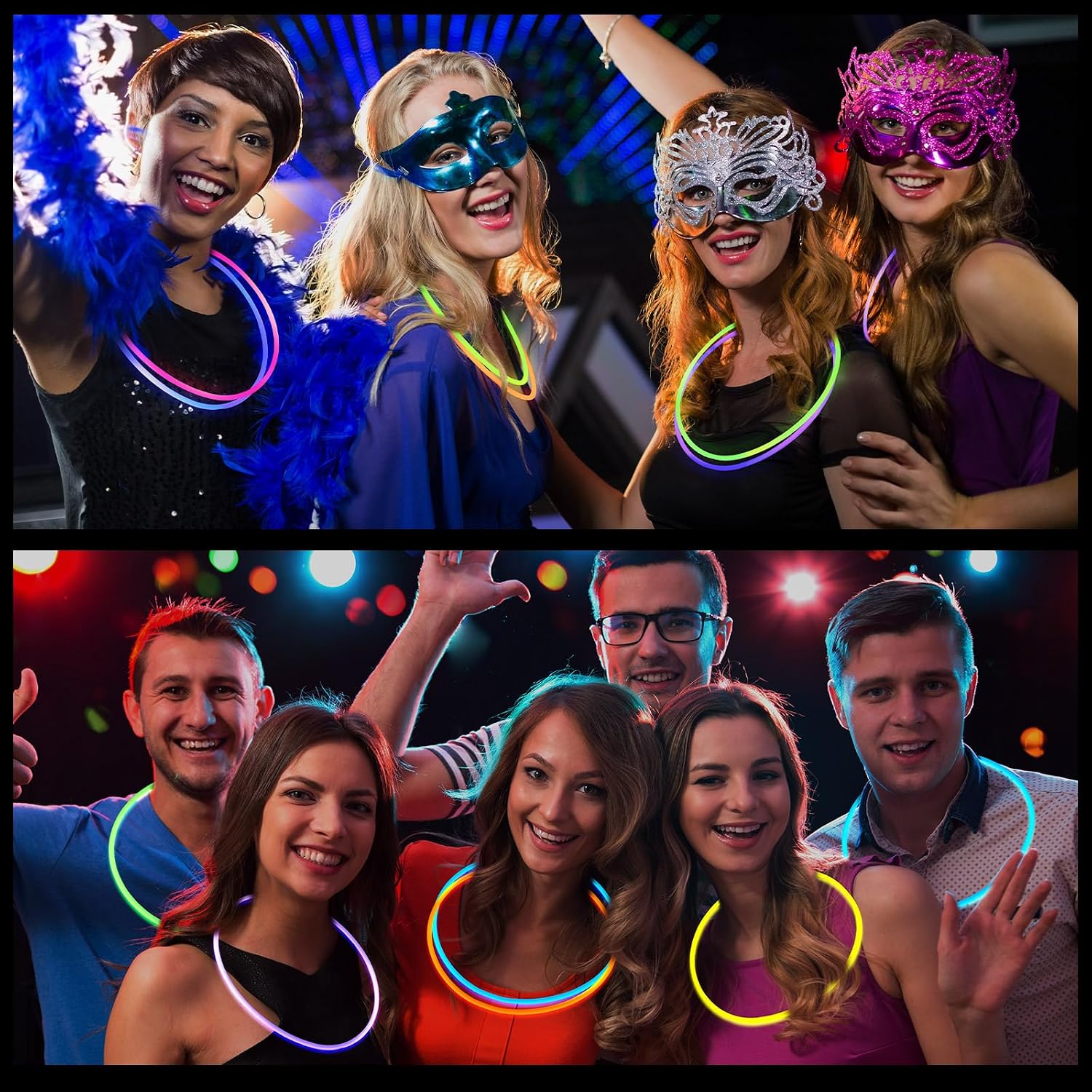 Deekin 22 Inch Glow Necklaces Sticks Bulk Light up with Connectors Party Neon Glow in the Dark for Carnival Birthday Festivals Raves Wedding Favors