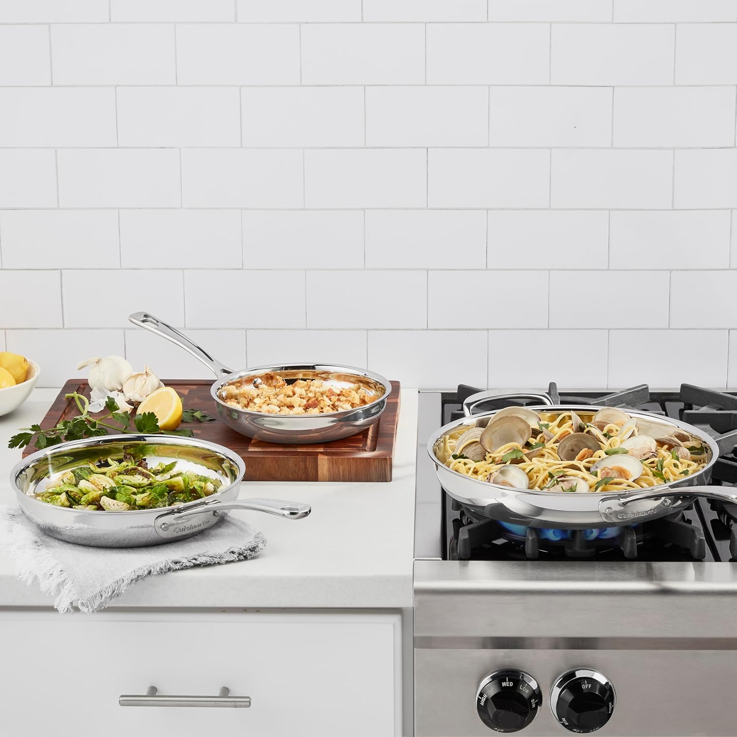Cuisinart 3 Piece PureClad, Triple-Ply Stainless Steel Skillet Set, PCST22-81012