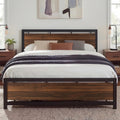LIKIMIO King Bed Frame with Headboard and Footboard, Metal Strong Supports, Easy Assembly, Noise-Free, No Box Spring Needed, Dark Walnut