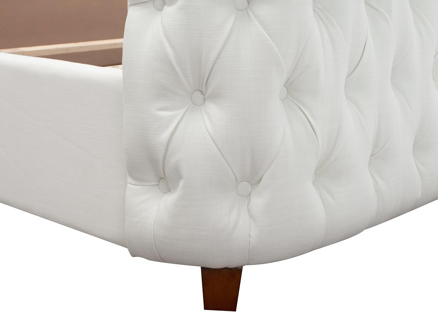 Jennifer Taylor Home Brooklyn King Tufted Panel Bed Headboard and Footboard Set, Antique White Polyester