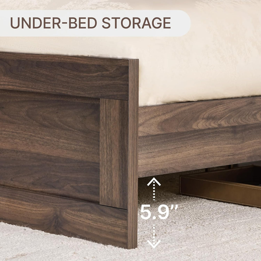 KISLOT 3 Pieces Bedroom Set, Full Size Wood Platform Bed Frame and 2 Nightstands, Storage Nightstand with Type-C Charging Port, Farmhouse Bedroom Furniture Set