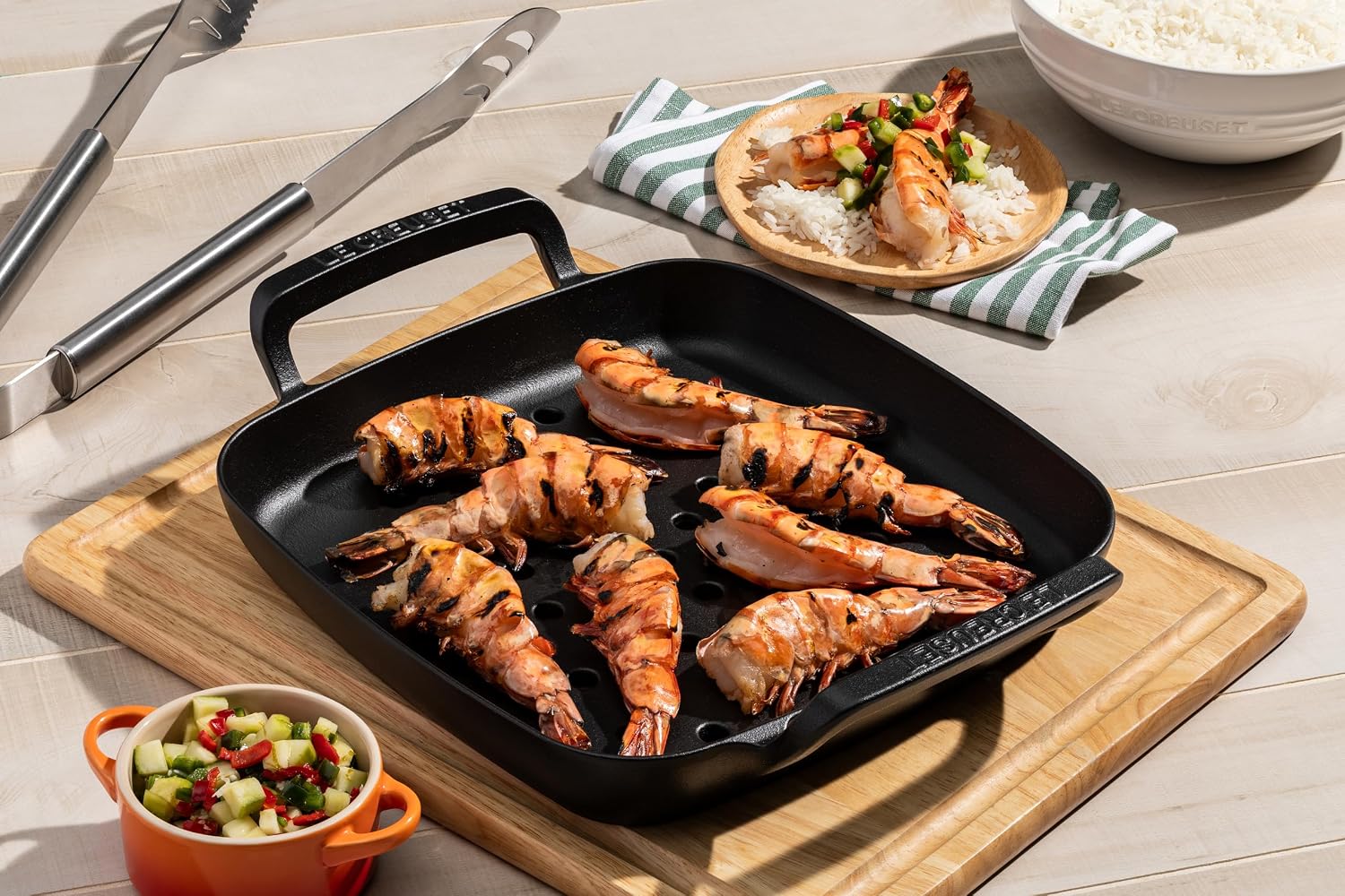 Le Creuset Alpine Outdoor Collection Enameled Cast Iron Square Grill Basket, 12'