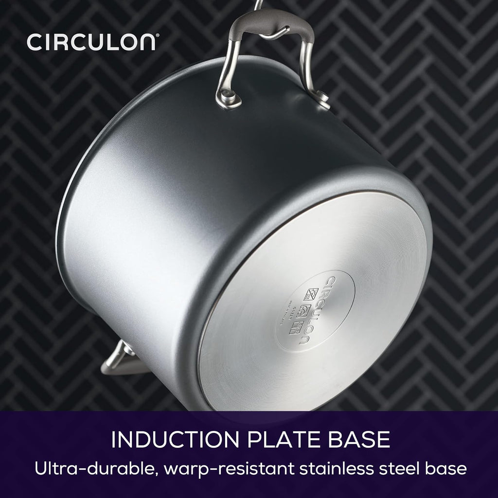 Circulon A1 Series with ScratchDefense Nonstick Induction Cookware, Stockpot with Lid, Pasta Pot, Kitchen Essentials, 8-Quart, Graphite