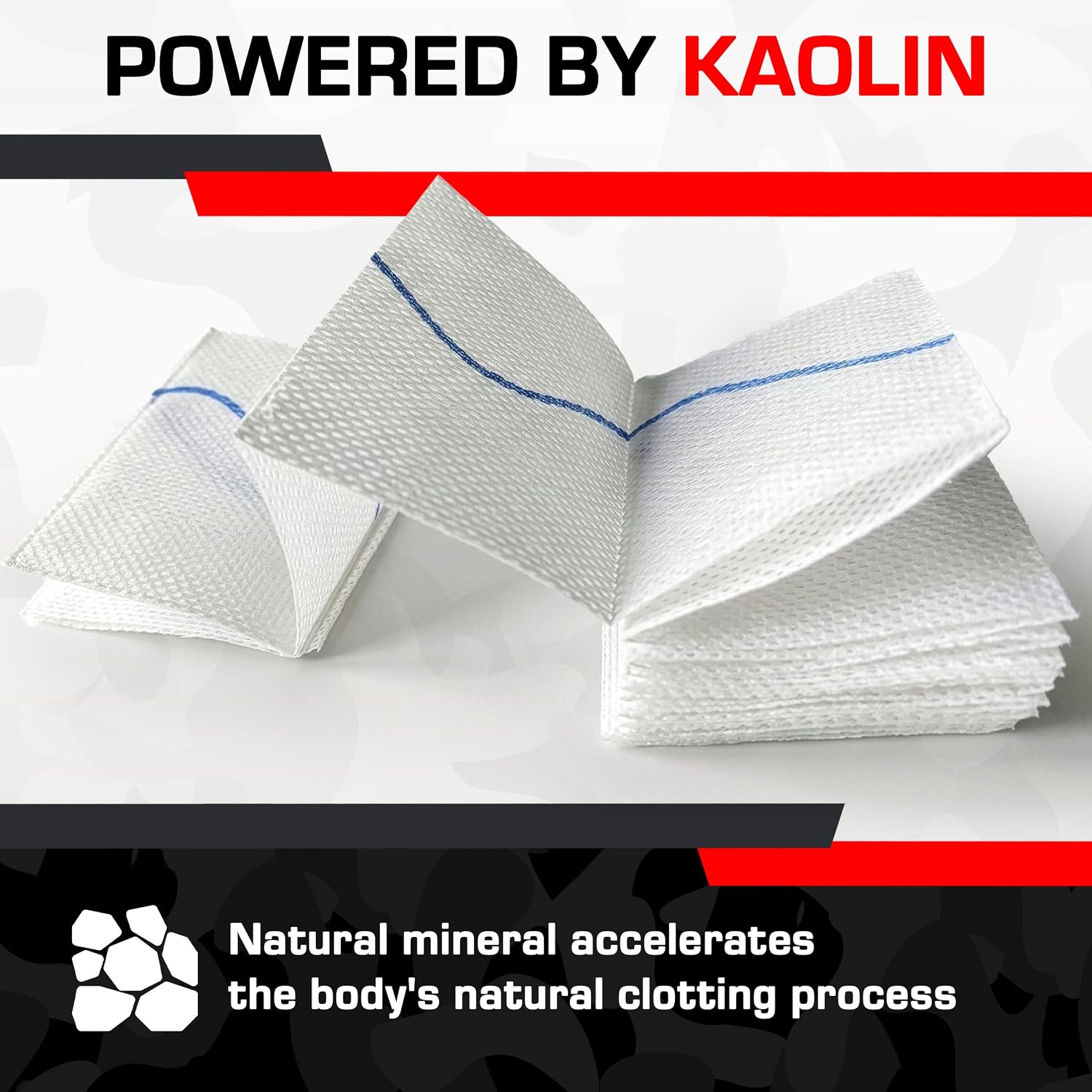 Kaolin Hemostatic Combat Gauze 3' x 12.5 Ft Flexible Z Fold Wound Packing Gauze for Stop The Bleed Trauma Kits First Aid Emergency Medical Supplies 10-Pack