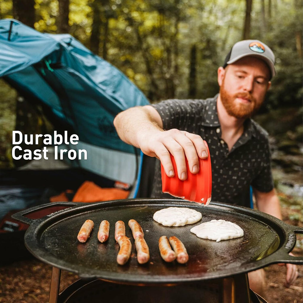 Solo Stove Ranger Griddle + Hub, Cast Iron Cookware with Stainless steel Hub for 6.5' Elevation, Addition to Ranger fire pit, Weight: 14.5lbs, Cooking surface diameter 14.25'