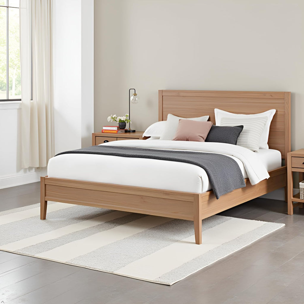Alaterre Furniture Arden Queen Platform Bed Frame – Solid Wood, Modern Rustic Boho Style, Sturdy Slat Support, No Box Spring Needed, 65' W x 86' D x 50' H (Light Driftwood Finish)