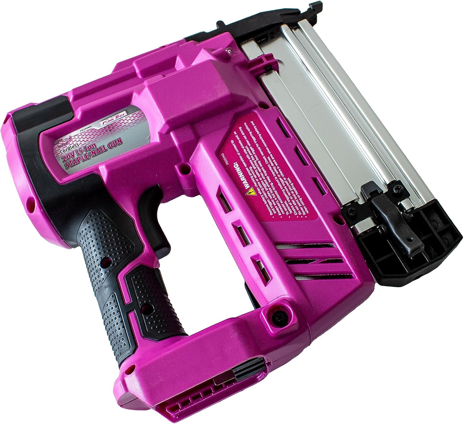 The Original Pink Box 20-Volt Lithium-Ion Cordless 2-in1 Brad Nailer/Stapler, 4.0Ah Battery & Charger Included