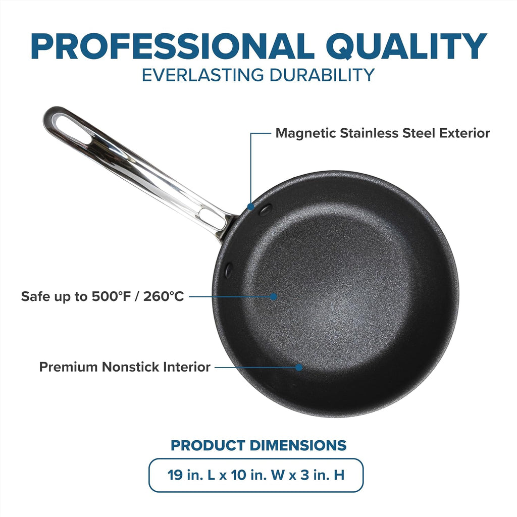 Viking 5-Ply Non Stick Frying Pan, 10 Inch Stainless Steel Nonstick Fry Pan, 5 Liters, Satin Finish