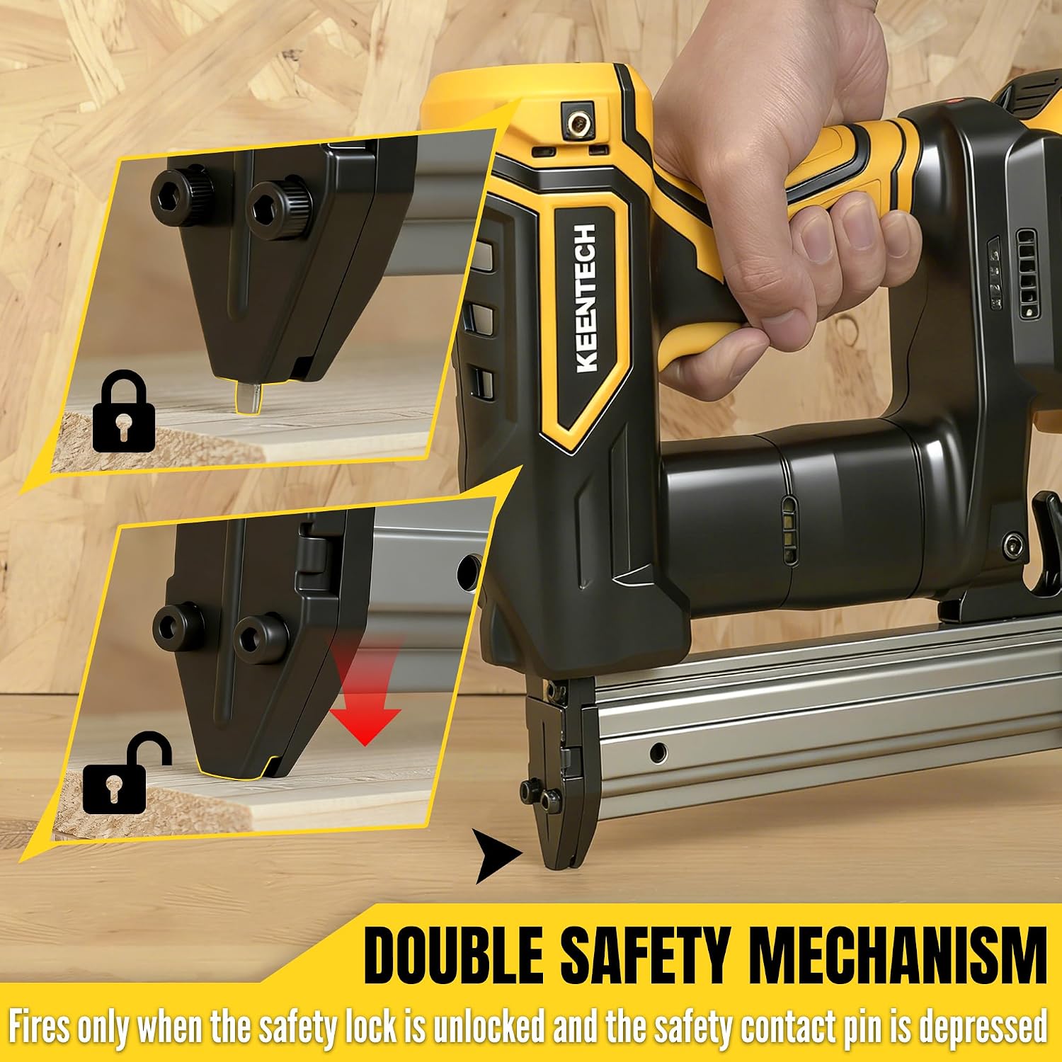 18 GA Cordless Brad Nailer for Dewalt 20V Battery (No Battery), Cordless Nail Gun with 1000PCS 3/8'–1-1/4' Nails, Electric Brad Nailer with Powerful Driving Force, 2 Firing Modes, for Baseboard & Wood