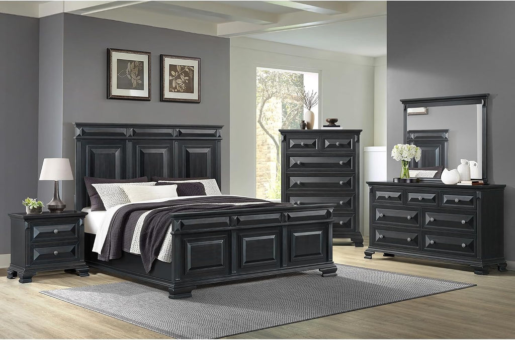 Picket House Furnishings Sumner King Panel 5PC Bedroom Set in Black
