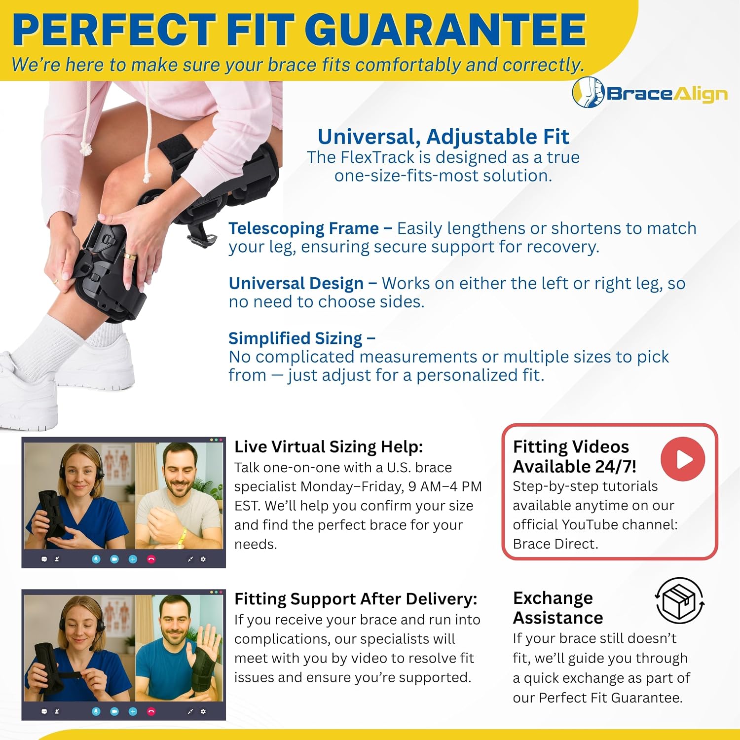 FlexTrack ROM Telescoping Post Op Knee Brace - Adjustable Hinged Stabilizer for ACL, MCL, PCL Injury Recovery & Surgery Support - L1832 L1833