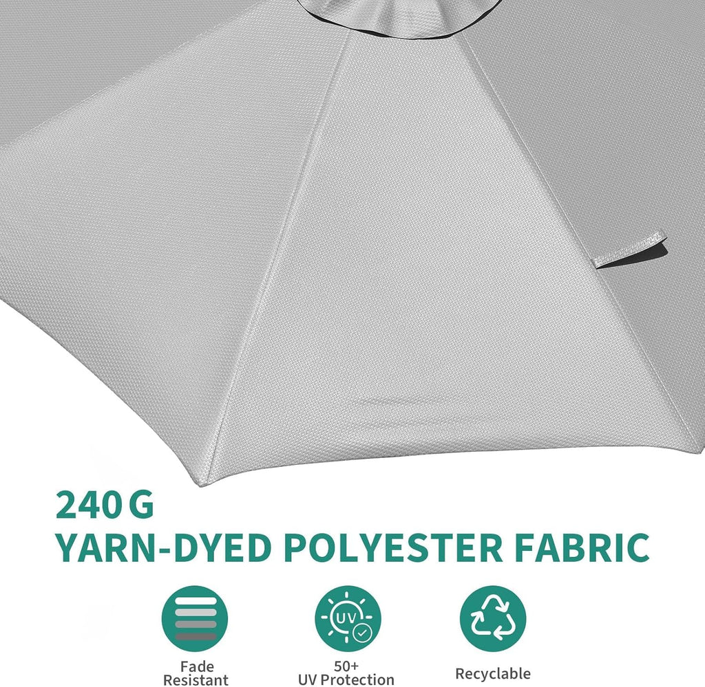 Takywep 10ft Cantilever Patio Umbrella, Outdoor Umbrella 360-degree Rotation, Solar-powered LED lights, Easy-Tilt Mechanism, for Decks, Poolside and Backyard Relaxation