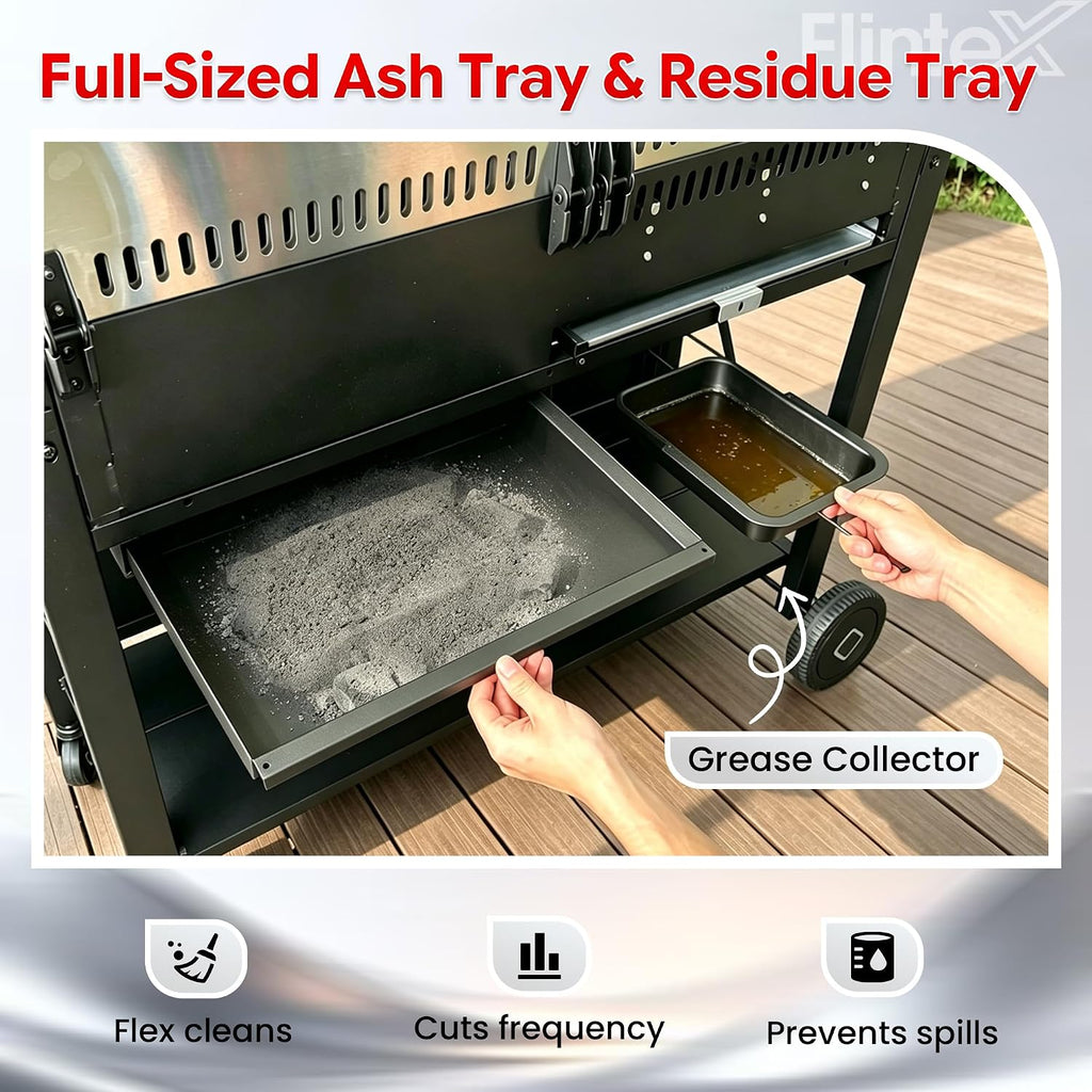 Flintex Gas and Charcoal Grill Combo with Griddle, Propane Grill Griddle Combo with Dual Fuel BBQ System, 720 sq.in. Cooking Area, Porcelain-Enameled Cast Iron Grates and Pan