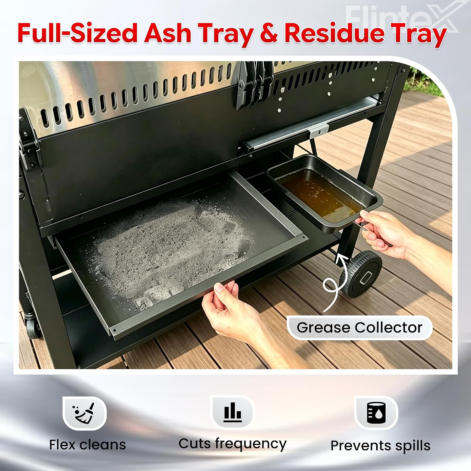 Flintex Gas and Charcoal Grill Combo with Griddle, Propane Grill Griddle Combo with Dual Fuel BBQ System, 720 sq.in. Cooking Area, Porcelain-Enameled Cast Iron Grates and Pan