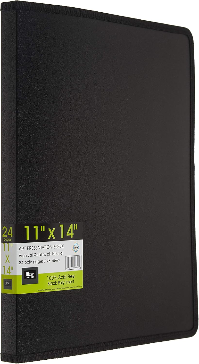 Filexec, 93630, Art Presentation Book, 24 Pocket, 11' x 14', 1 Each Black (Pack of 12)