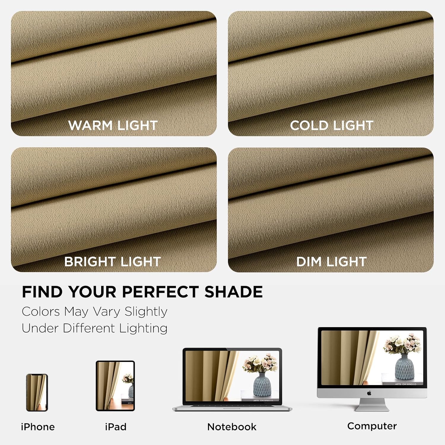 Joydeco Blackout Curtains 95 Inch Length 2 Panels Set, Thermal Insulated Long Curtains& Drapes 2 Burg, Room Darkening Grommet Drapes for Living Room Bedroom Window (W52 x L95 Inch, Beige)