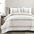 Lush Decor Farmhouse Stripe Reversible Cotton Quilt California King Size 3 Piece Set Gray - Farmhouse Bedding Set - Cal King Quilt - Striped Bedding