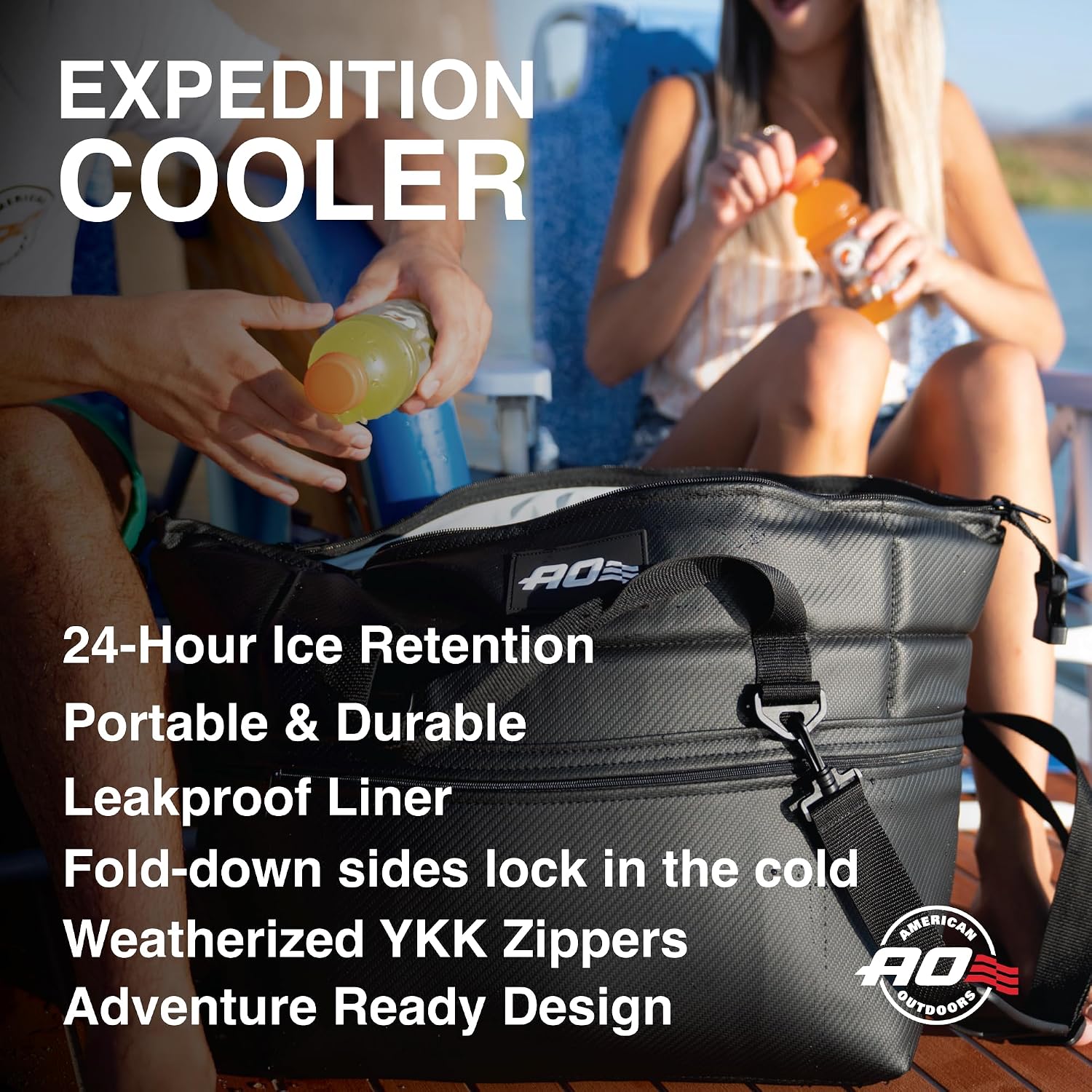 AO Coolers Expedition Carbon Soft Cooler Bag, Insulated and Leak-Proof, for Camping, Boating, Offroading