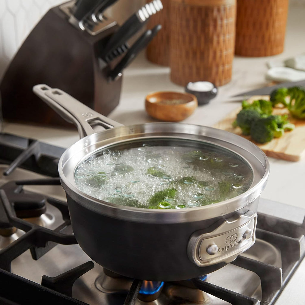Calphalon® Premier™ Space-Saving Hard-Anodized Nonstick 12-Quart Stock Pot with Lid