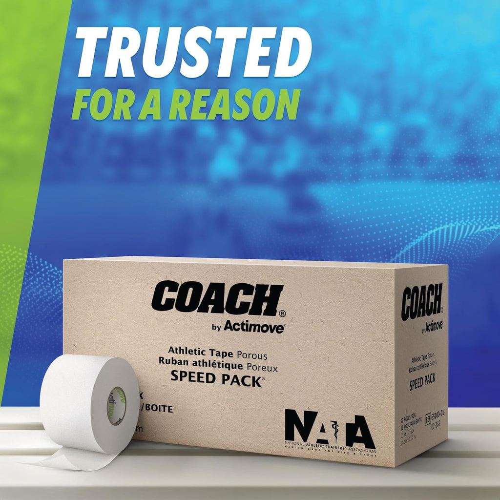 Athletic Tape, Sprains and Injuries Protection, Breathable, Hand-tearble, Sports tape, multi-sport use, Speedpack, 1.5 in x 15 yd, 32 Rolls