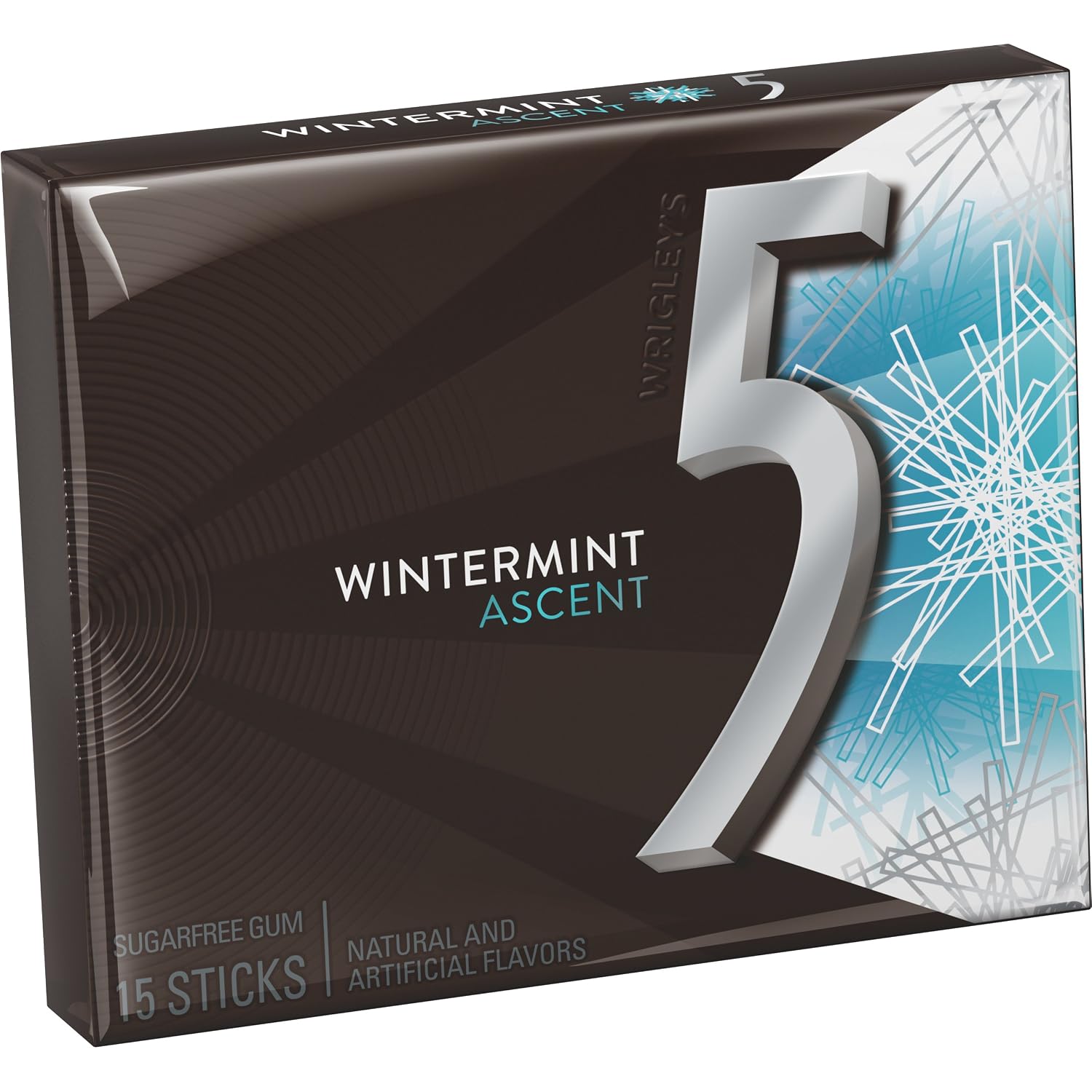 5 GUM Wintermint Ascent Sugar Free Chewing Gum Refreshing Chilling Minty Flavor Five Gum, 15 Stick (120 Pack)