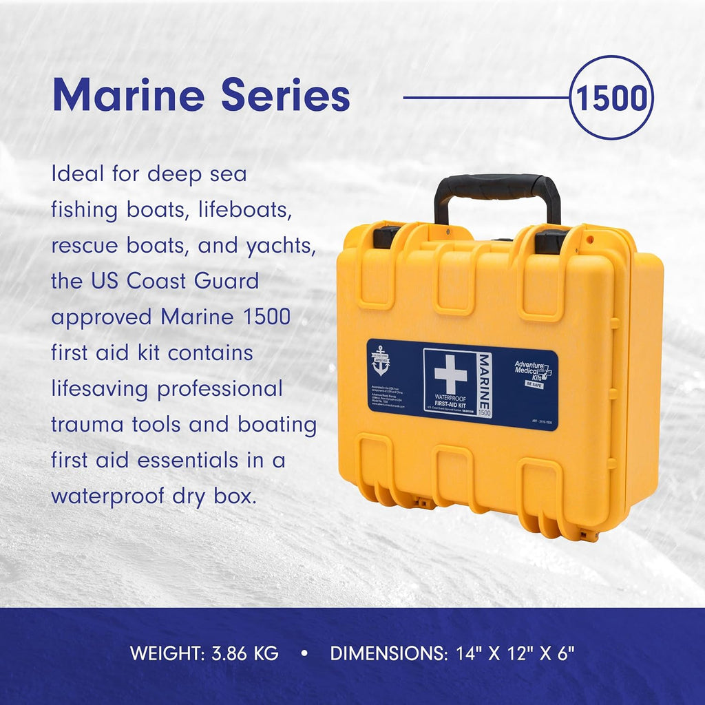 Adventure Medical Kits Marine Series Medical Kit - 1500 - Boat First Aid Kit For Small Crews 24 Hours From Care - Includes Emergency Medical Supplies Like Bandages, Medicine, Guide Book & More