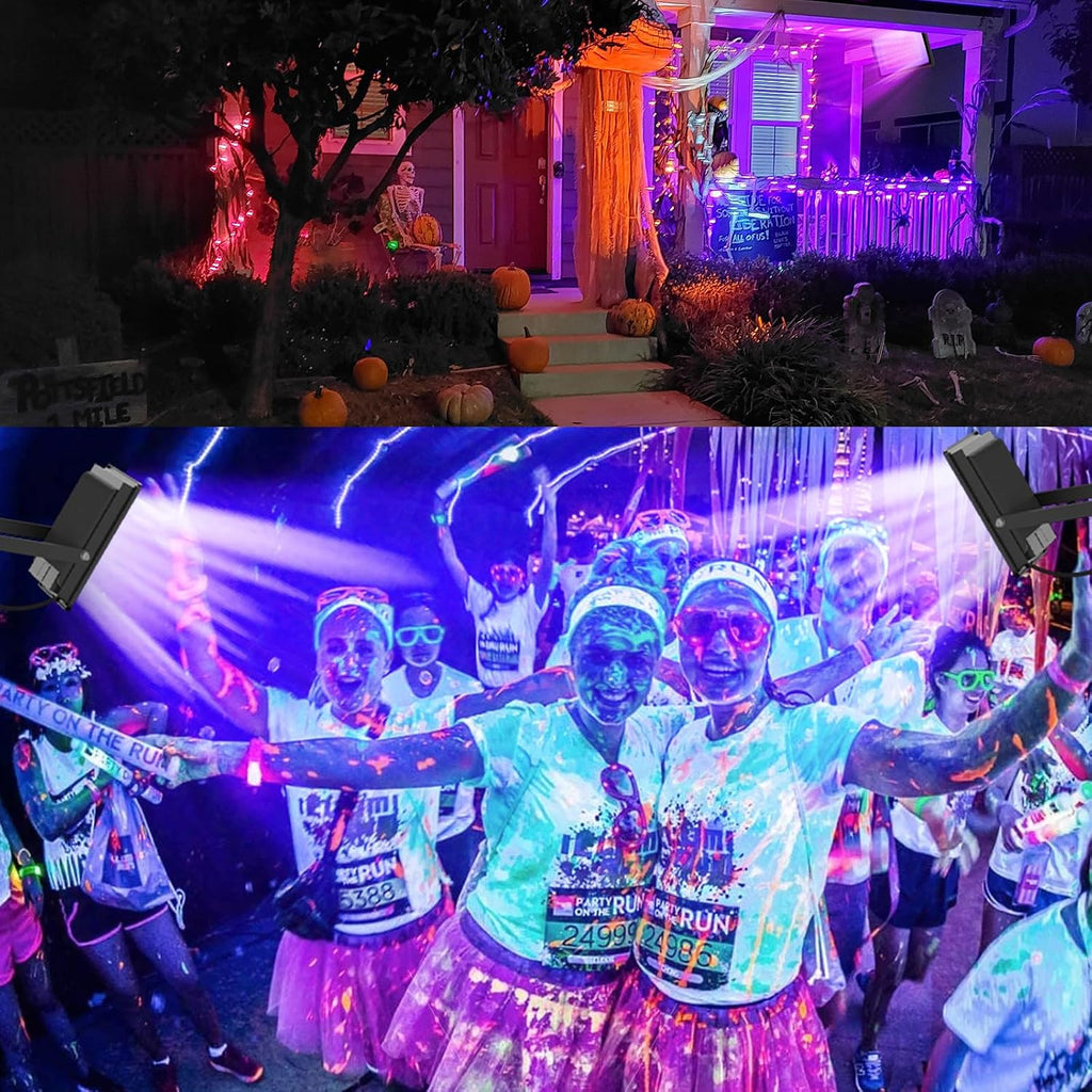 Black Lights 500W LED Black Flood Light Outdoor with Plug(6ft Cable) IP66 Waterproof LED Black Light Neon Glow for Party, Halloween, Fluorescent Poster, Body Paint