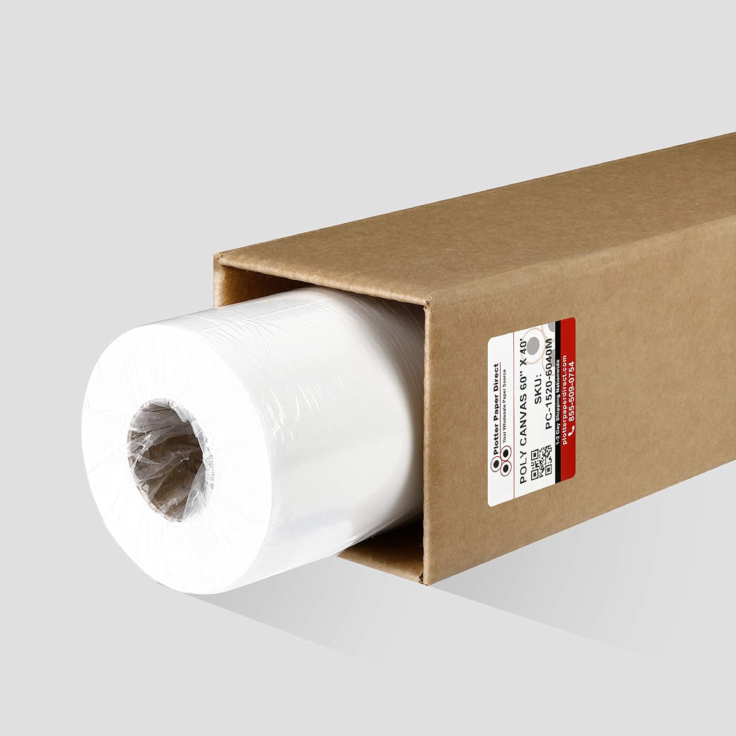 Plotter Paper Direct 60in x 40ft Premium Polyester Matte Canvas Roll, 500 Denier, Quick Dry, Wide Format Inkjet Printer Compatible, Perfect for Fine Art, Photography, Archival Quality Prints