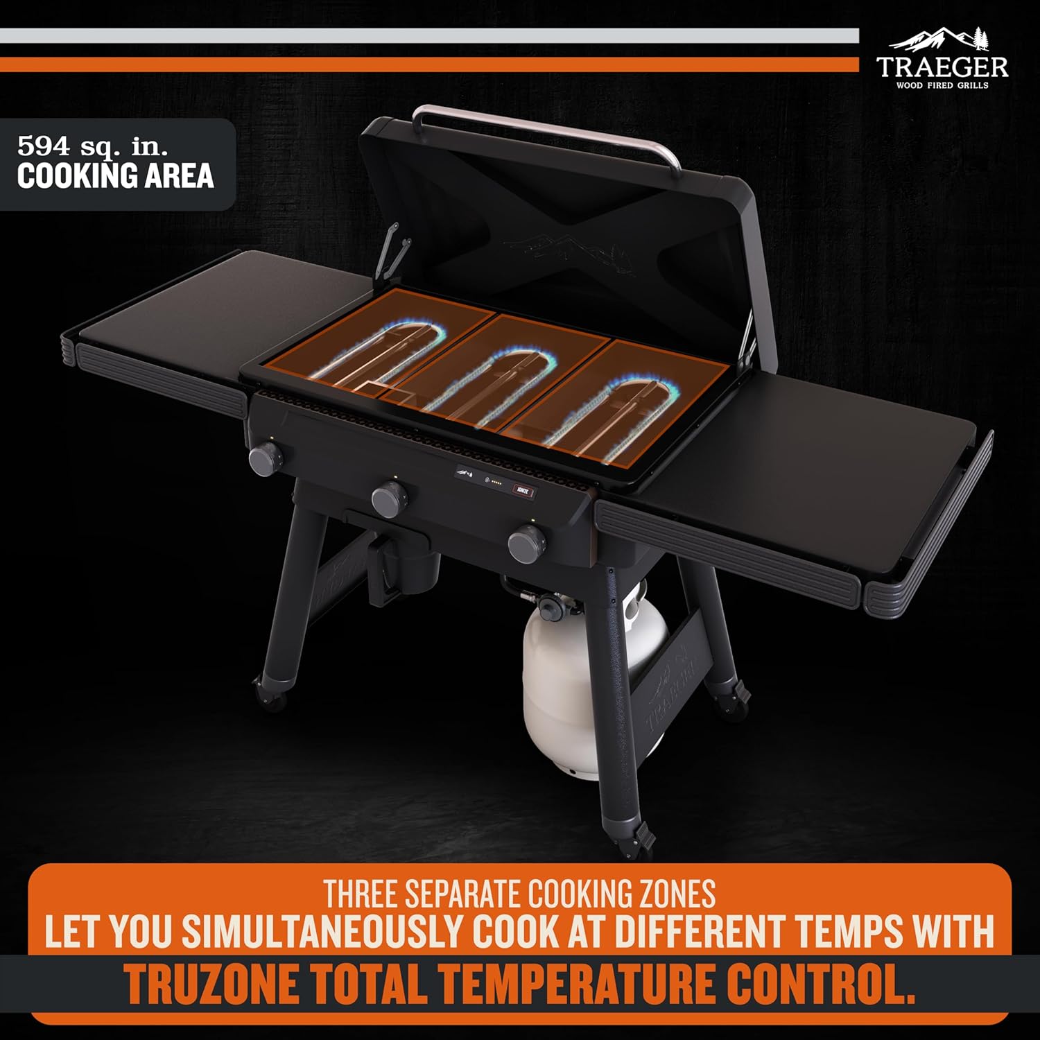Traeger Grills Flatrock, 33 Inch Flat Top Griddle, Outdoor Gas Grill with 3-Zone TruZone Cooking, Even Heat, Fuel Sensor, and EZ-Clean Grease Management, Premium Propane Griddle for Outdoor Cooking