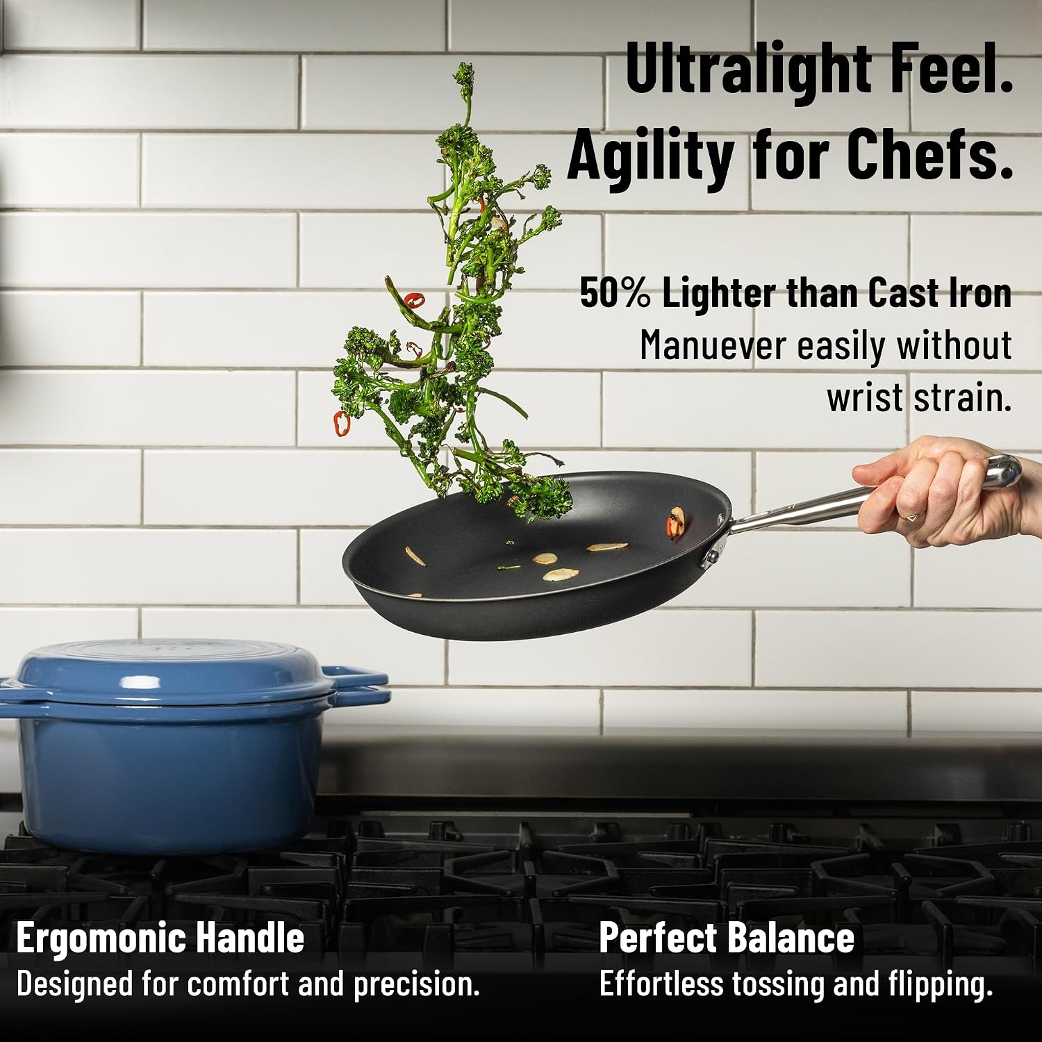 Misen Carbon Nonstick™ Skillet - Nitrided Carbon Steel - Professional Alternative to Teflon - 1100°F High Heat Ready - Easy Release - Induction, Oven, & Grill Safe - 12 Inch
