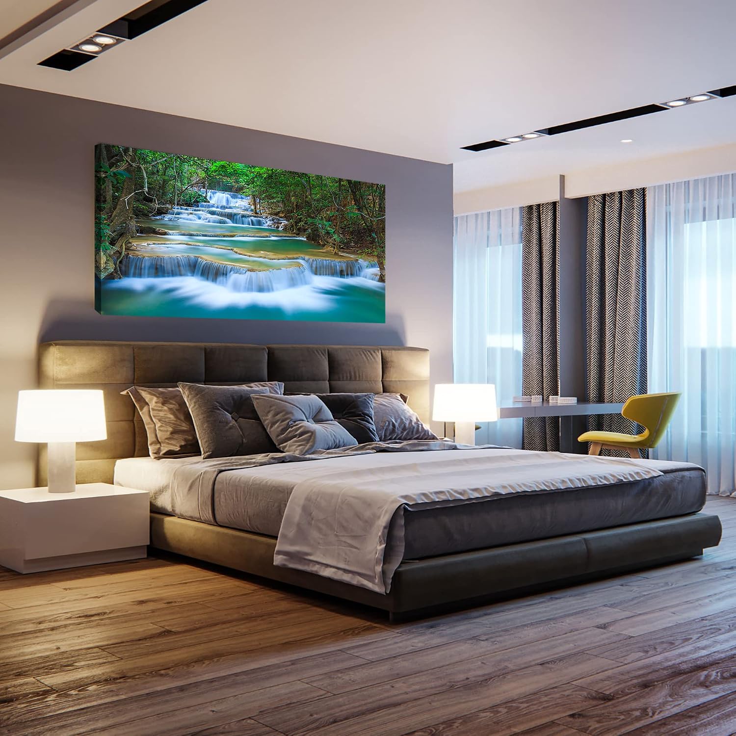 DZL Art S75275 Canvas Prints Wall Art Forest Waterfall Landscape Forest Scenery Painting Nature Wilderness Photography for Living Room Bedroom Bathroom Home Office Decor