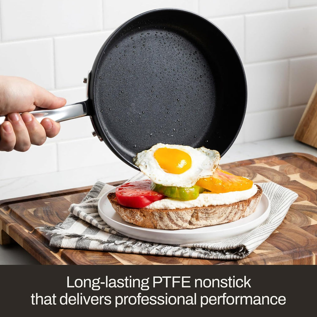 All-Clad HA1 Expert Hard Anodized NonstickFrying Pans Skillets Set with Lids (8', 10' & 12') Dishwasher-Safe, Oven-Safe Up to 500°F Compatible with All Stovetops (Gas, Electric & Induction) - Black