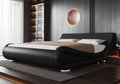 Allewie Queen Size Bed Frame with Ergonomic & Adjustable Headboard, Low Profile Modern Upholstered Platform Sleigh Design - Easy Assembly, No Box Spring Required, Black