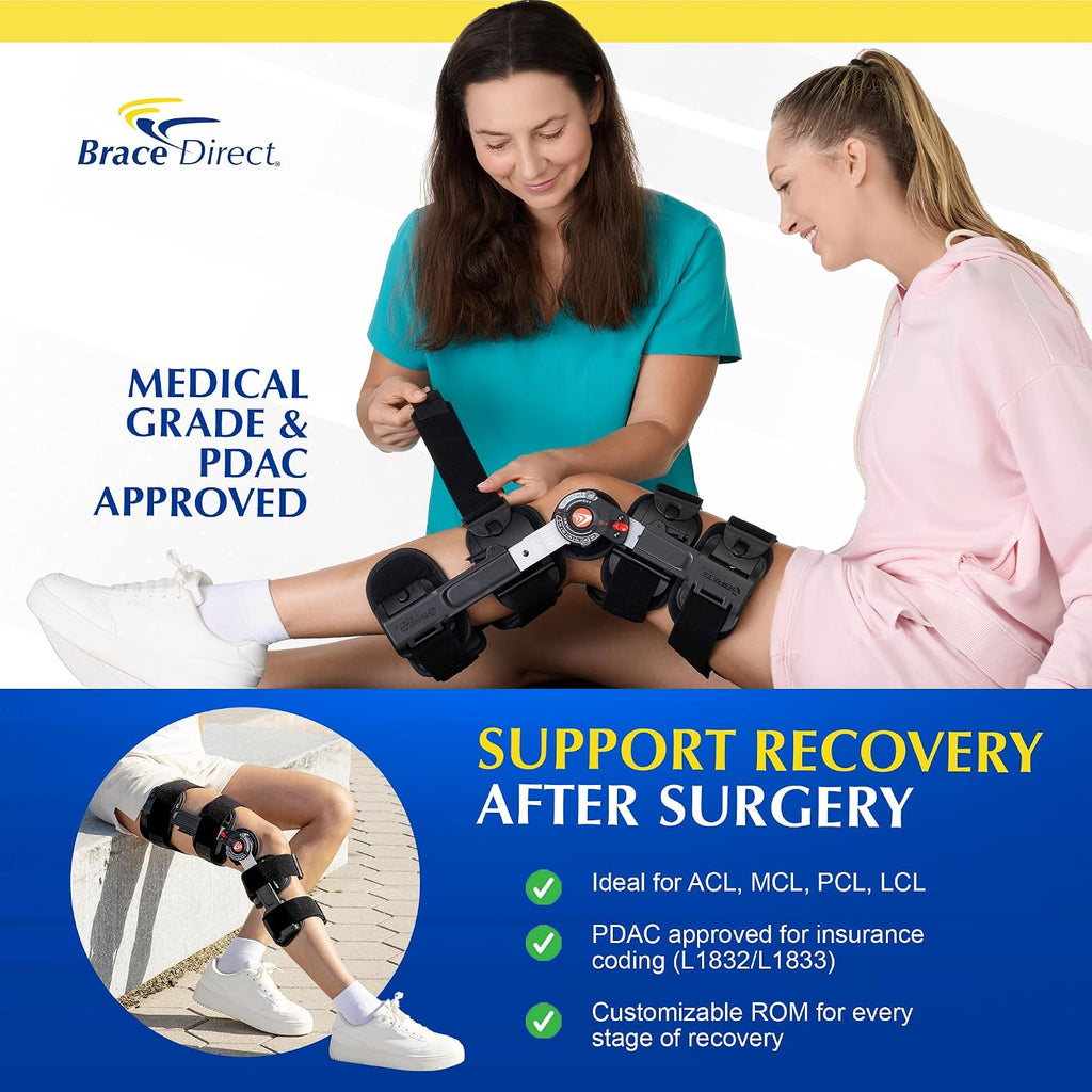 Brace Direct T Scope Premier XL Post Op Knee Brace for ACL MCL PCL Surgery Adjustable ROM L1833 L1832 (Thighs Up to 35.5')