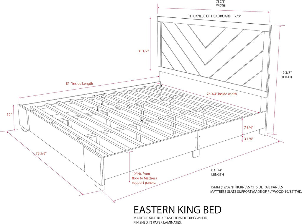 Kings Brand Furniture – Lorain 6-Piece King Size Gray Bedroom Set. Bed, Dresser, Mirror, Chest & 2 Nightstands