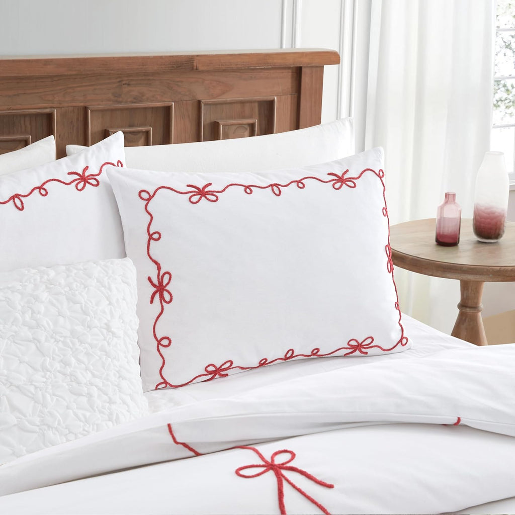 Peri Home Red Bows Bedding 100% Cotton 3-Piece Comforter Set, Full/Queen
