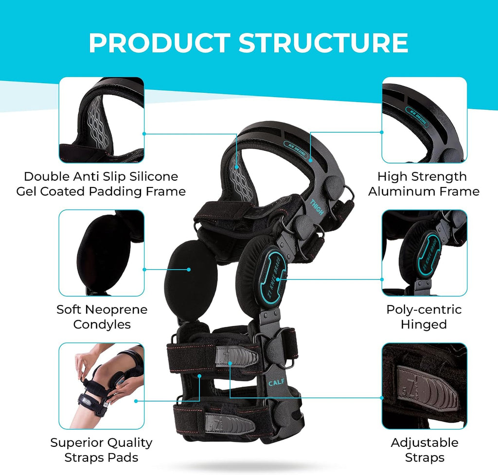 Z ONE Z1 K6 Hinged Unloader Metal Knee Brace for Men and Women - Knee Support for ACL, MCL, LCL, PCL, Sport Injuries, Mild Osteoarthritis, Meniscus Tears - Ideal for Running & Daily Activities (S18)