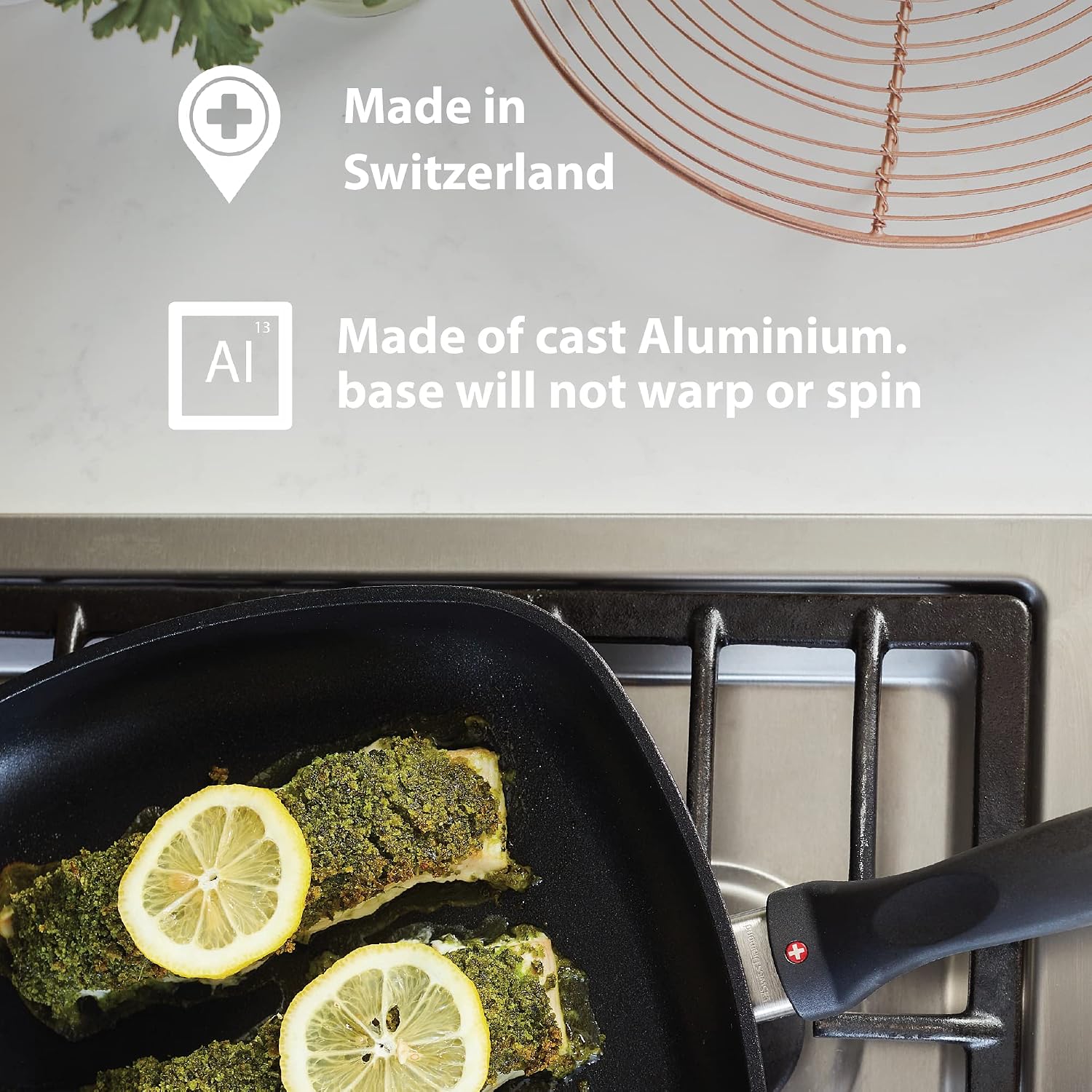 Swiss Diamond 10.25' (3.8 Qt) Saute Pan HD Nonstick Diamond Coated Aluminum Dishwasher Safe and Oven Safe Grey