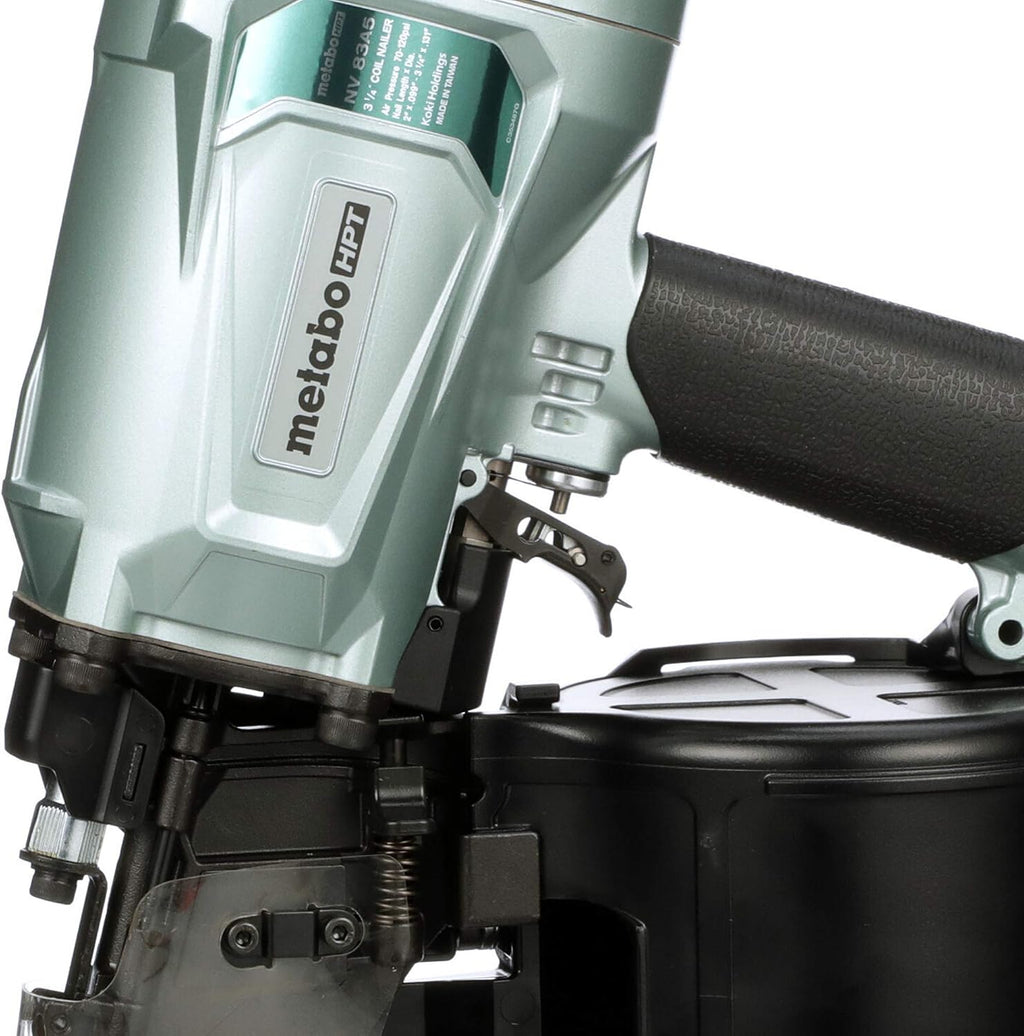 Metabo HPT Coil Framing Nailer | Pro Preferred Brand of Pneumatic Nailers | 15 Degree Magazine | Accepts 2-Inch up to 3-1/4-Inch Nails | Ideal for Wall Sheathing, Roof Decking, & Subflooring | NV83A5