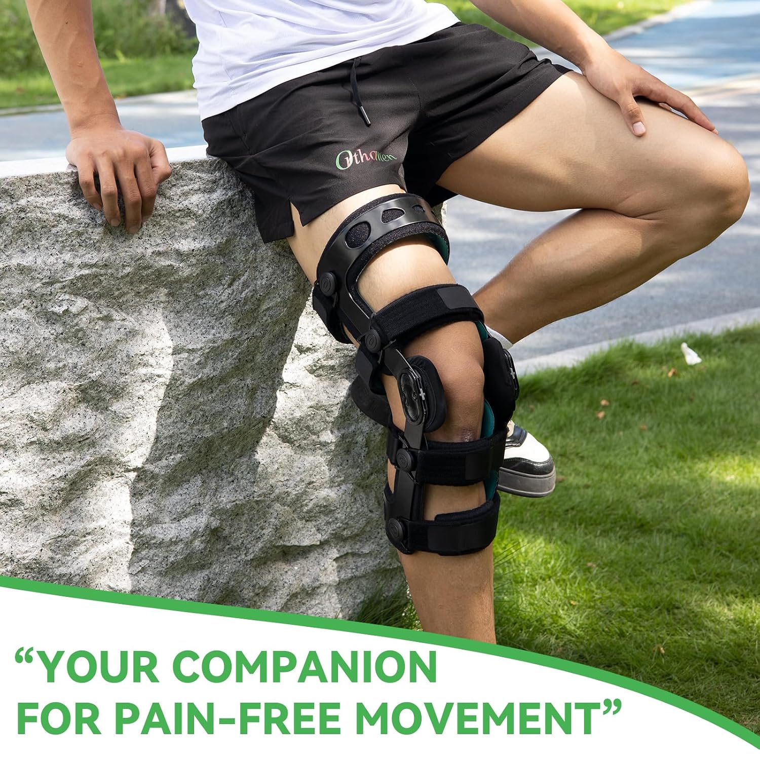 Orthomen Functional Knee Brace, for ACL MCL PCL Meniscus Ligament Sports Injuries, Adjustable Hinged ROM Orthopedic Knee Orthosis for Men & Women (XXL-Left)