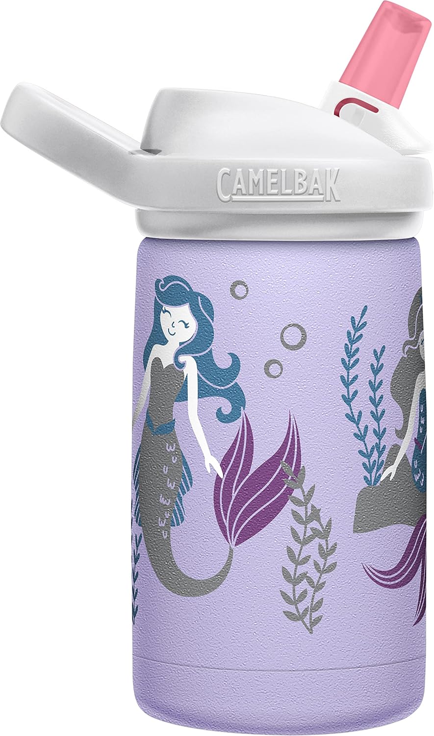 CamelBak Eddy+ Kids Bite Valve Straw Insulated Stainless Steel Water Bottle Moonlight Mermaids, 12oz