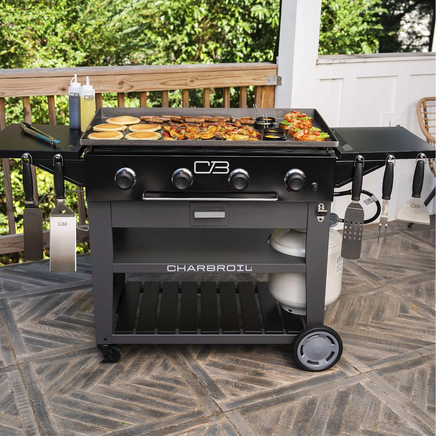 Charbroil 36' Performance Series Propane Gas Griddle with Cart 4 Burner Flat Top Grill, Black 463259124